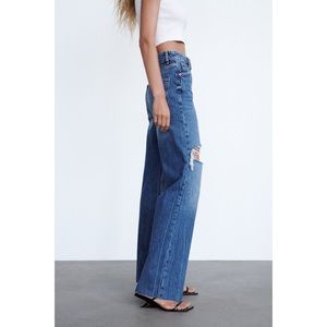 Zara bloggers favorite IG famous ripped wide leg jeans size 4
